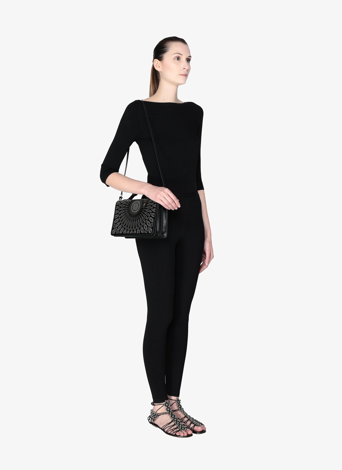 FRANCA MEDIUM CUIR LUX CERAMIQUE BLACK ALAÏA SCHWARZ  FRANCA MEDIUM CUIR LUX CERAMIQUE BLACK